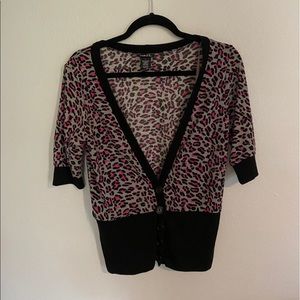 Leopard Print Short Sleeve Cardigan
